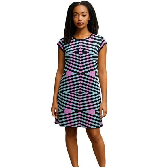 Maia 10 Striped Geometric Sleeveless Sheath Dress - Picture 1 of 4